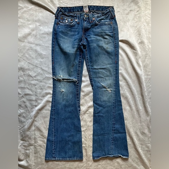 TRUE RELIGION Y2K Joey Twisted Flare Low-Rise Distressed Jeans - Picture 2 of 8